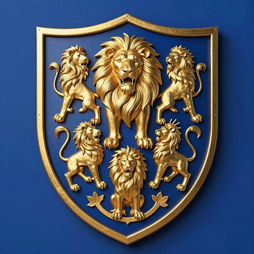 Medieval Lion Family Crest Shield