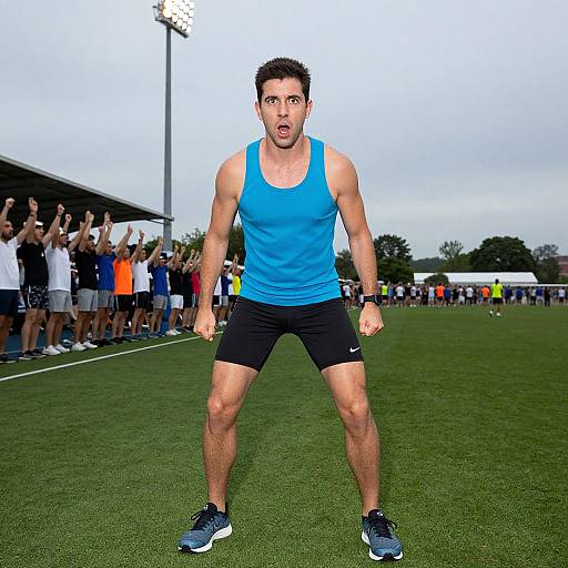 Energetic Athlete on Bright Turf