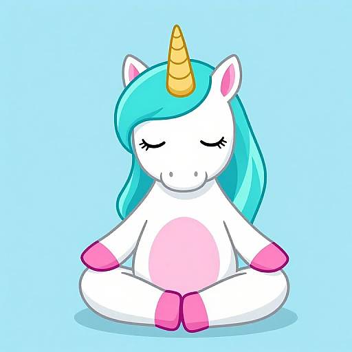 Meditative Cartoon Unicorn Serenity