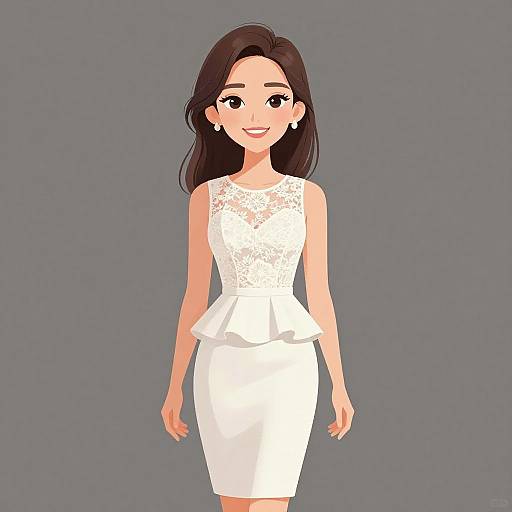 Smiling Woman in Chic White Dress