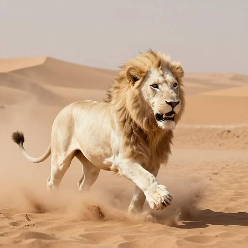 Majestic White Lion in Sandstorm
