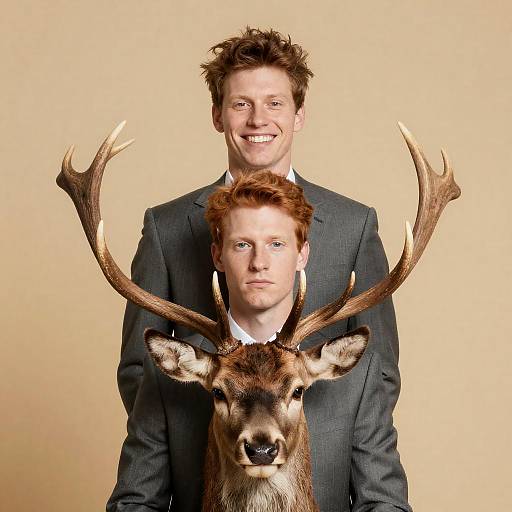 Businessmen with Antlers on Yellow