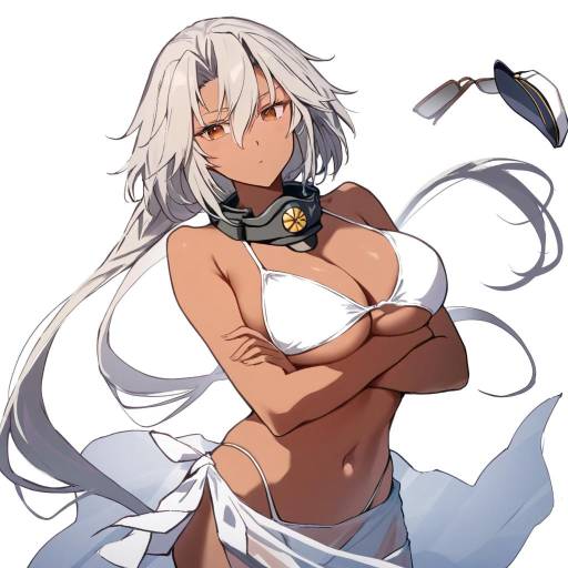 Elegant Dark-Skinned Girl in Swimsuit
