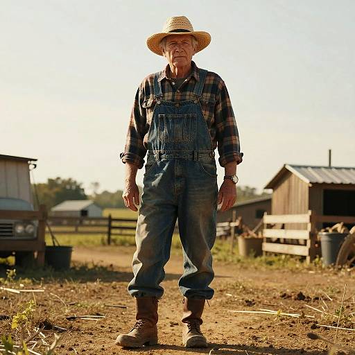 Rustic Elderly Farmer at Golden Hour