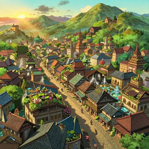 Studio Ghibli Inspired Ancient Cityscape
