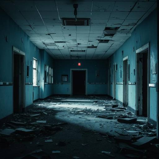 Abandoned Hospital Corridor with Flickering Lights