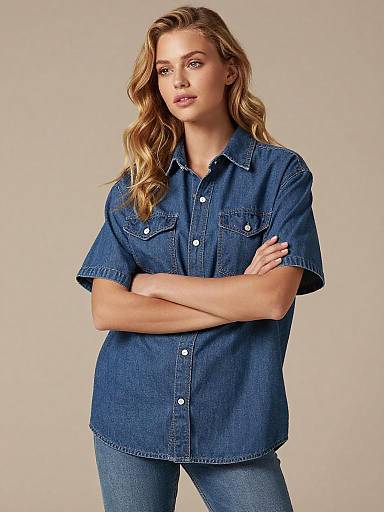 Studio Denim Portrait: Oversized Shirt Elegance