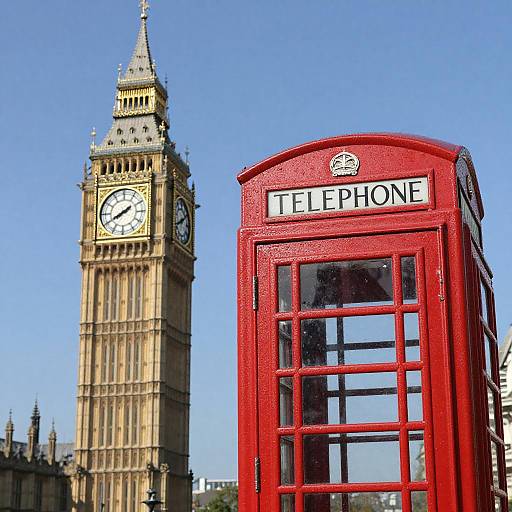 Red British Telephone Box with Big Ben