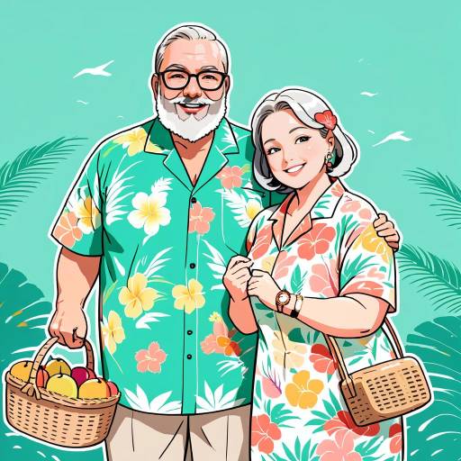 Joyful Aged Couple in Tropical Setting Joyful Aged Couple in Tropical Setting