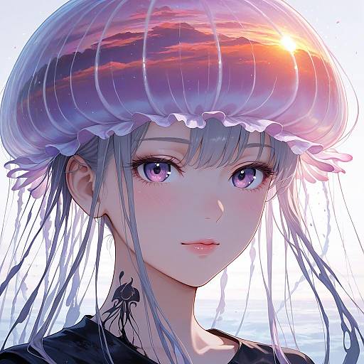 Symmetrical Bioluminescent Ink Girl Portrait