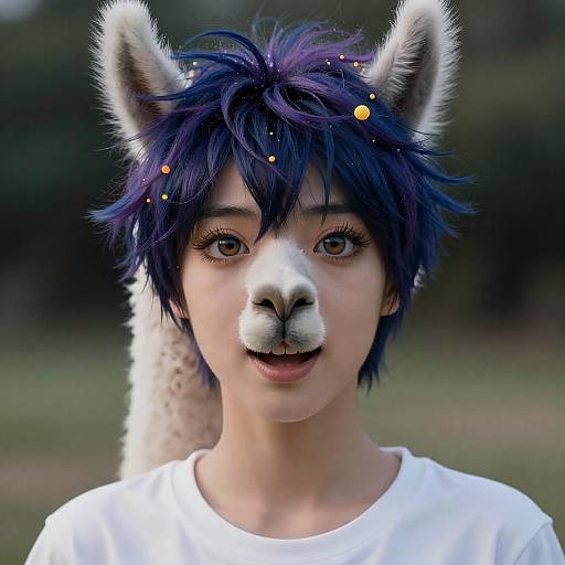 Hyperreal Rainbow Paint Portrait Woman