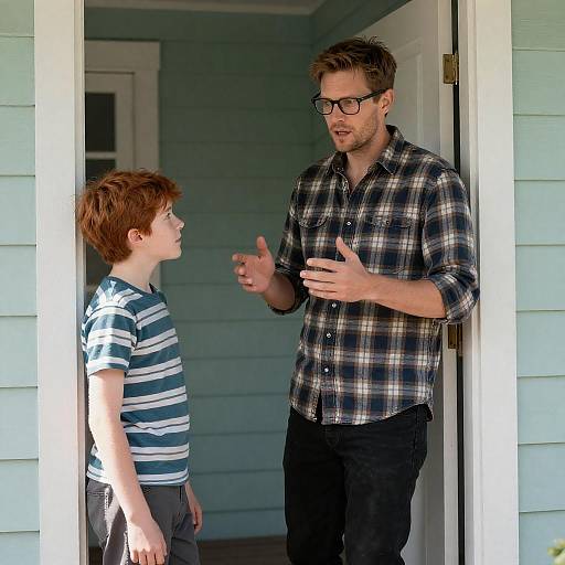 Father and Son by the Doorway