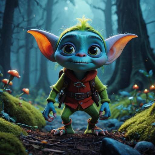 Pixar-Style Cute Goblin in Enchanted Forest