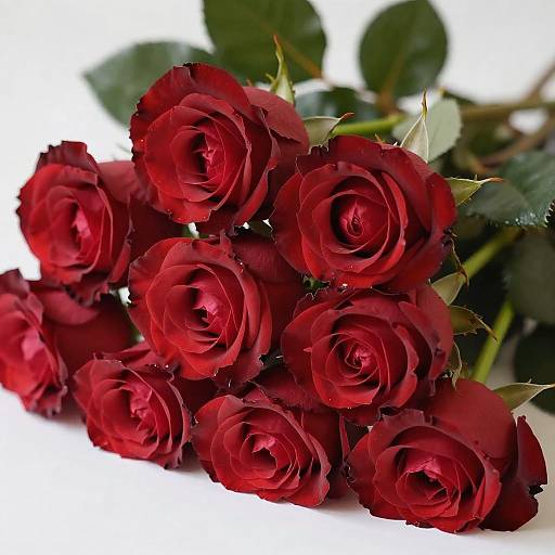 Vibrant Red Roses on White Background