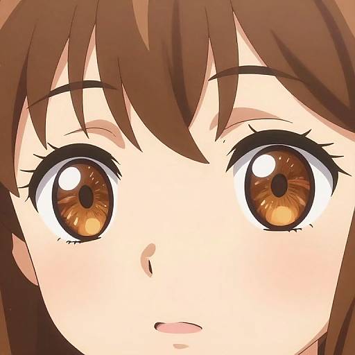 Detailed Anime Brown Eyes Close-Up