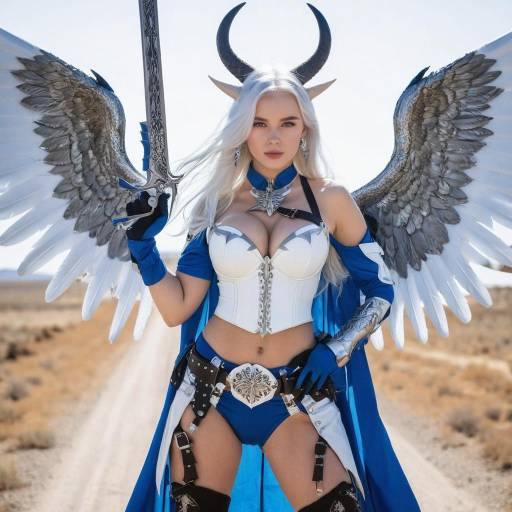Fantasy Woman with Wings and Horns