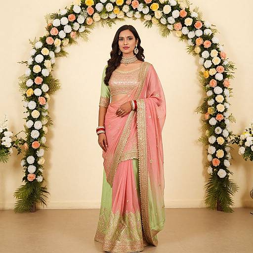 Punjabi Woman in Floral Archway