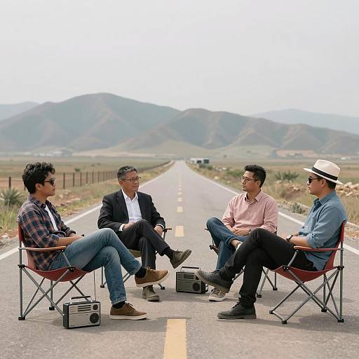 Men Chatting on a Rural Road