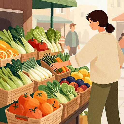 Healthy Market Scene with Fresh Produce