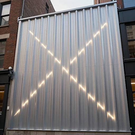 Urban Corrugated Metal and Light Art