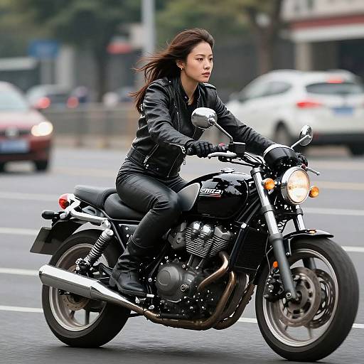 Photorealistic Motorcyclist in Leather Gear