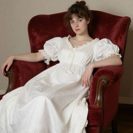 Elegant Woman in Vintage White Gown