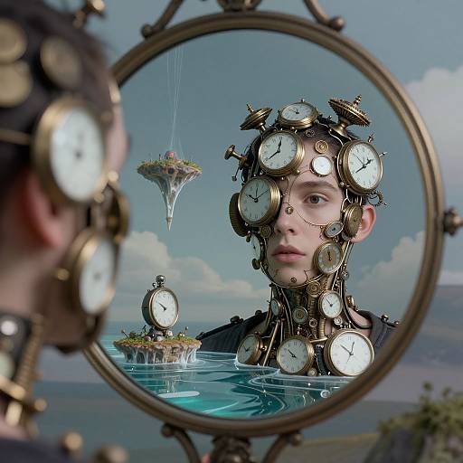 Surreal Timepiece Portrait Reflection