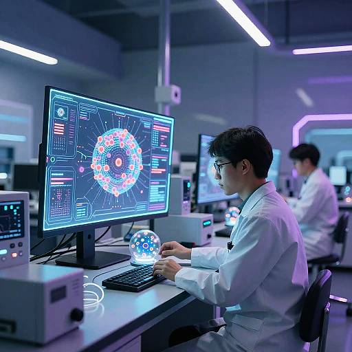 Futuristic Laboratory with Holographic Tech