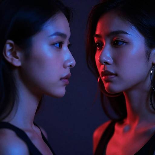 Contrasting Light Portrait of Two Women