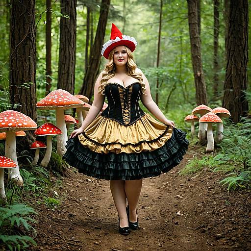 Enchanting Plus Size Mushroom Damsel in Forest