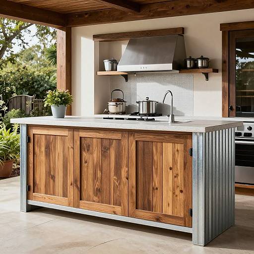 Rustic Outdoor Kitchen with Steel Accents