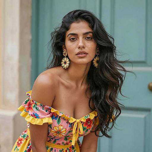 Portrait of a Woman in Floral Dress