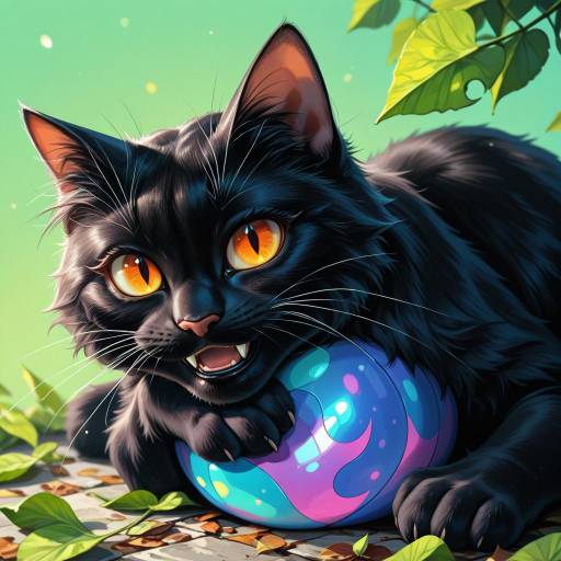 Cozy Black Cat with Amber Eyes Cozy Black Cat with Amber Eyes