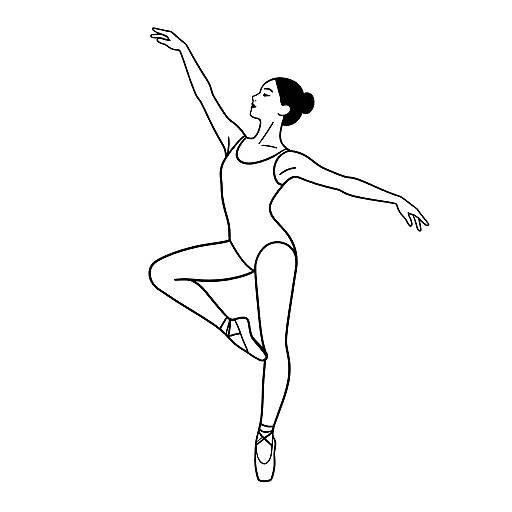 Minimalist Line Art Graceful Ballerina