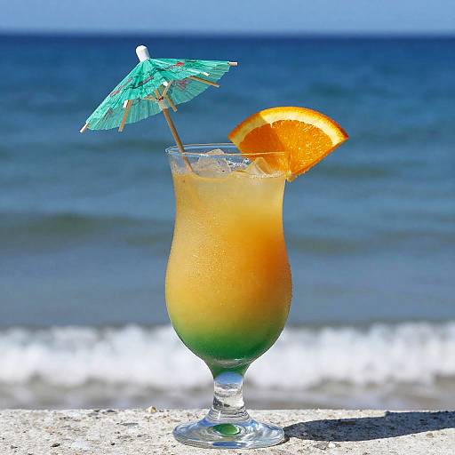 Tropical Orange and Green Cocktail by the Ocean