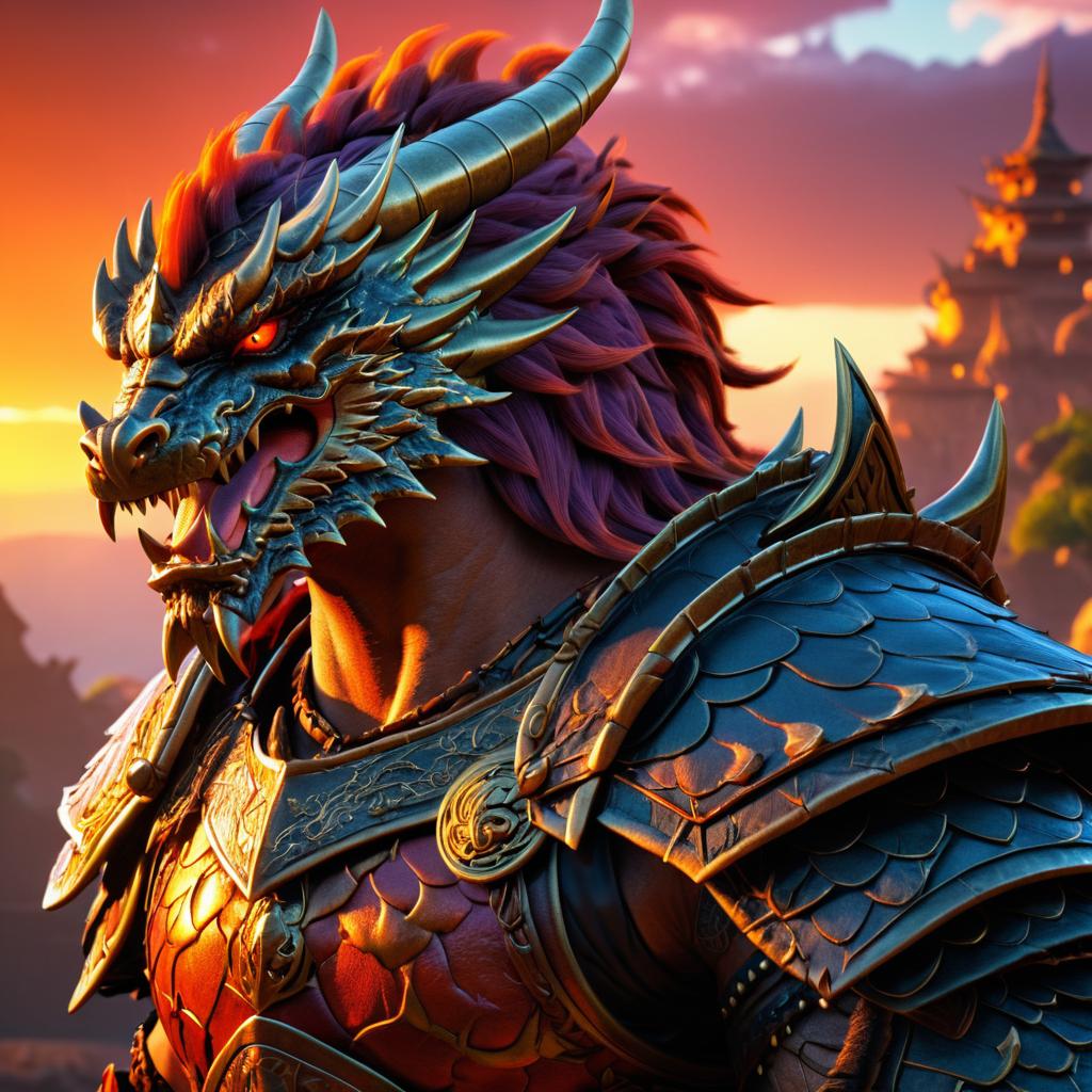 Epic Fantasy Dragon Warrior Portrait