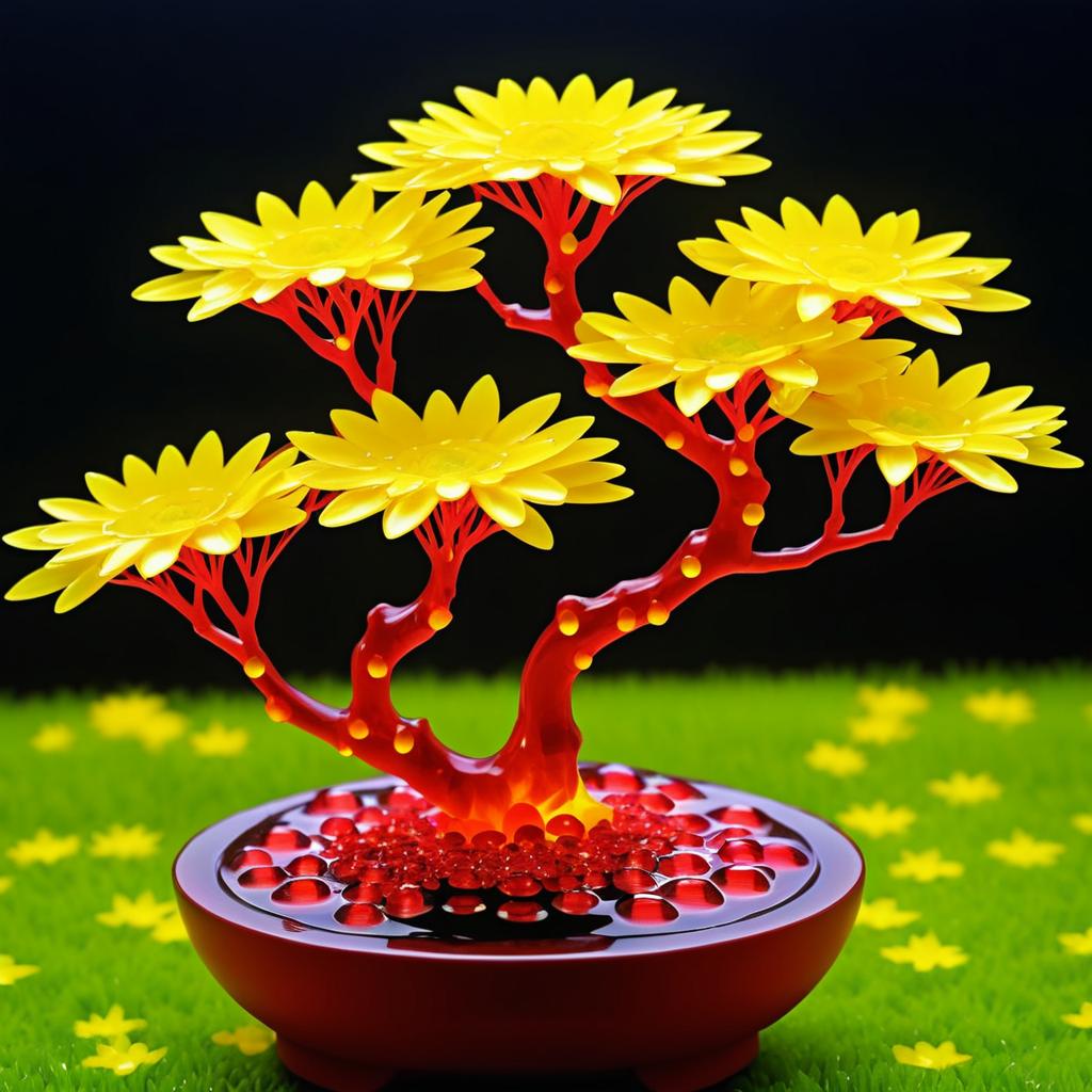 Exotic Bonsai and Daisies Macro Photography