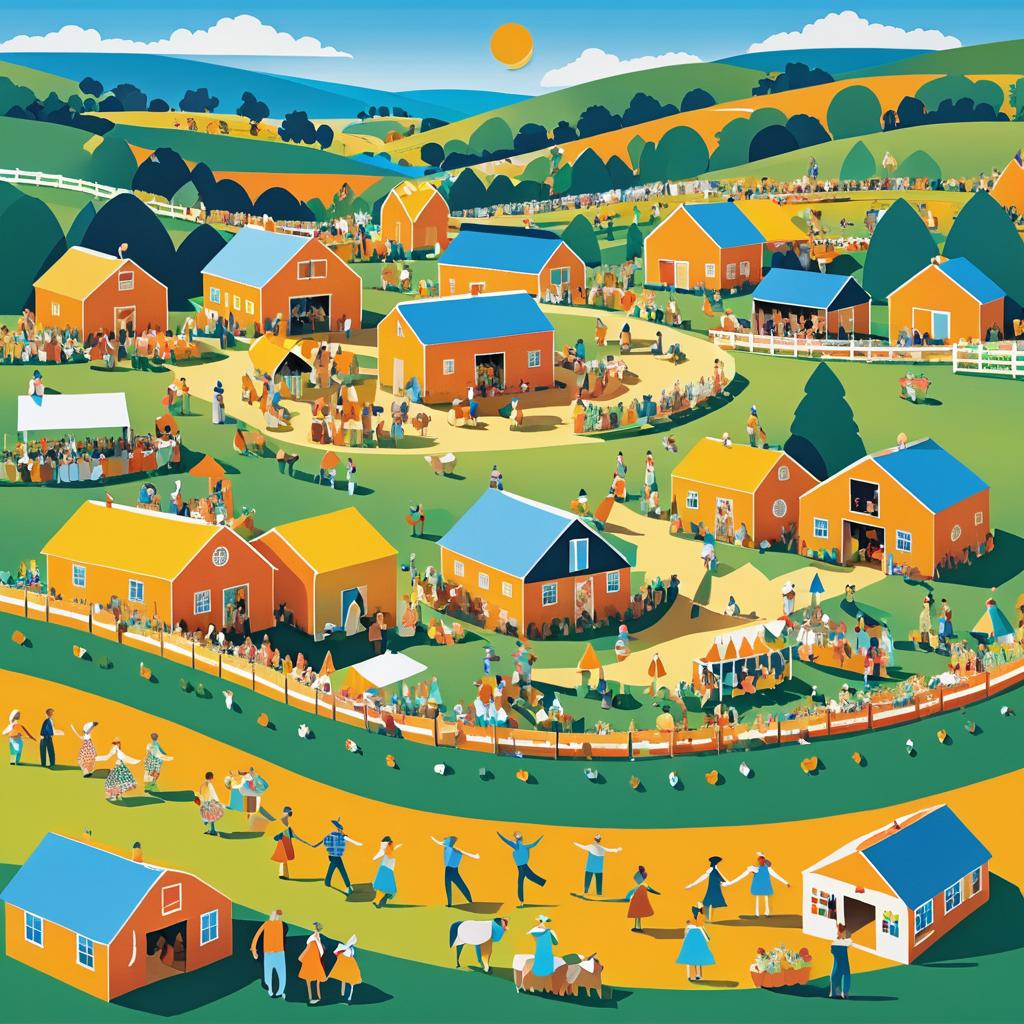 Vibrant Festival Collage on Orange Hills