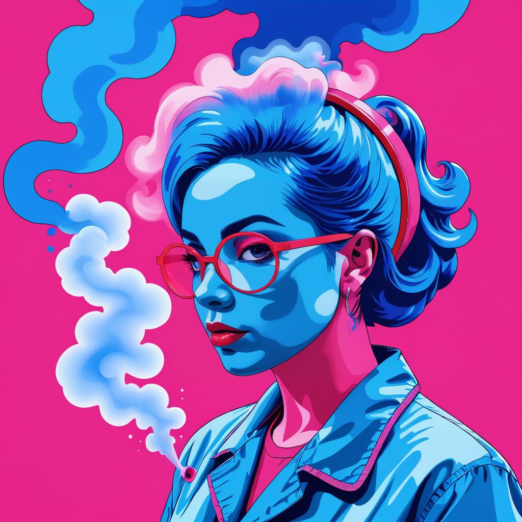 Vibrant Pop Art Scientist with Pink Smoke