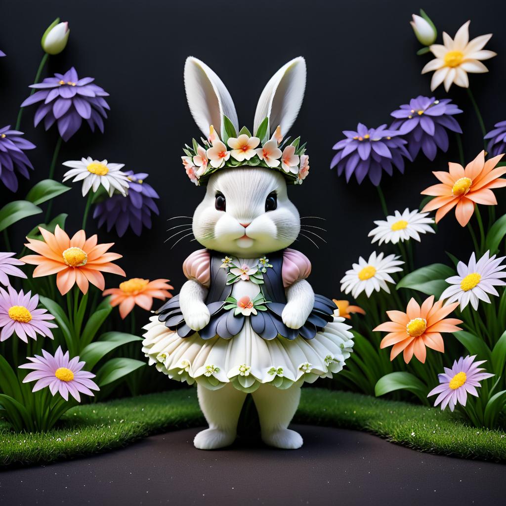 Photorealistic Bunny in Flower Costume