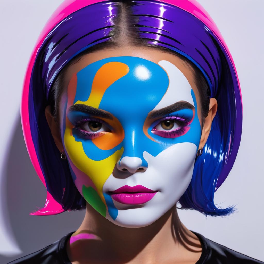 Vibrant Skull-Faced Girl Portrait