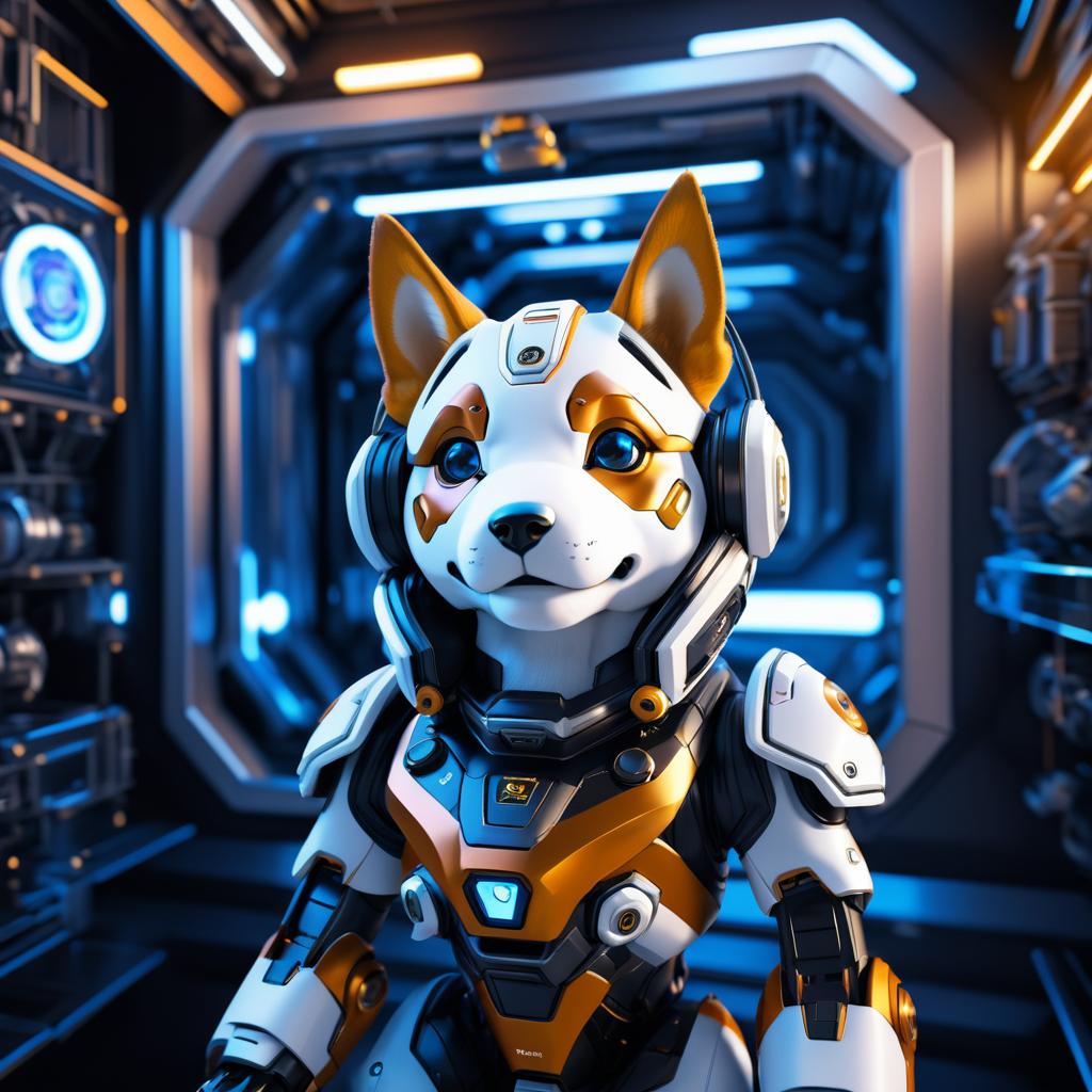 Mecha Shiva Inu on Space Station