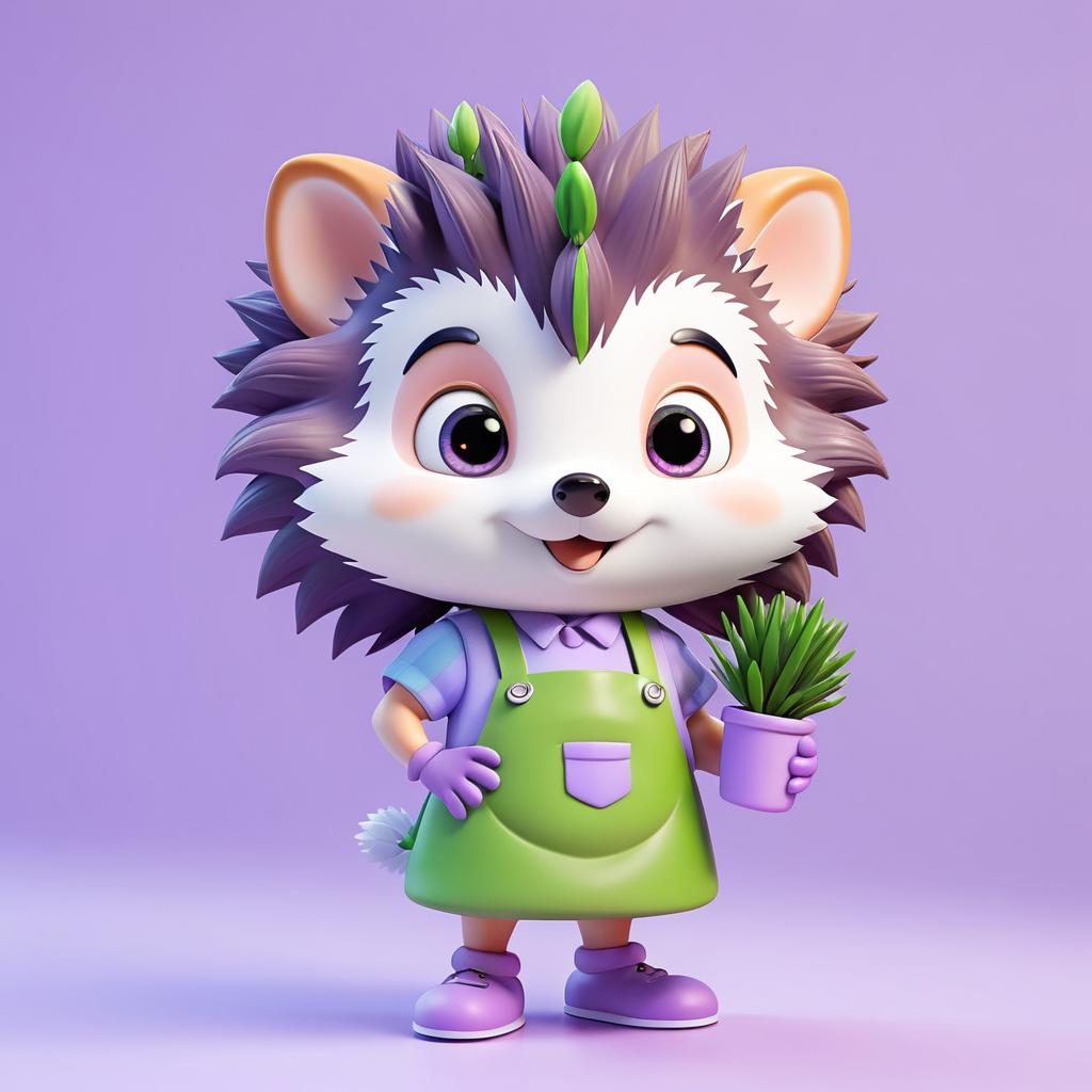 Charming 3D Cartoon Hedgehog Character