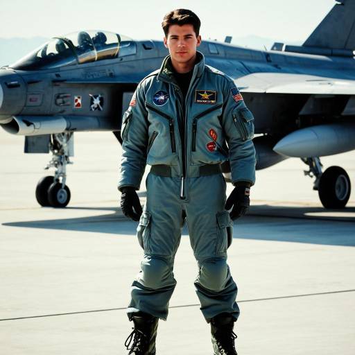 Pilot in Flight Suit Standing by Fighter Jet