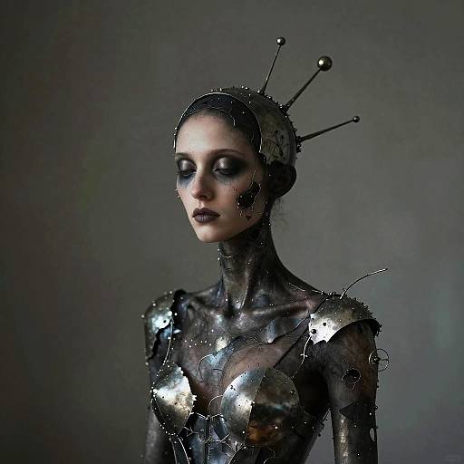 Surreal Ominous Character with Metallic Elements