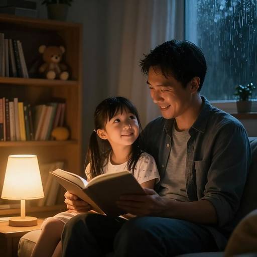 Cozy Father-Daughter Reading Evening