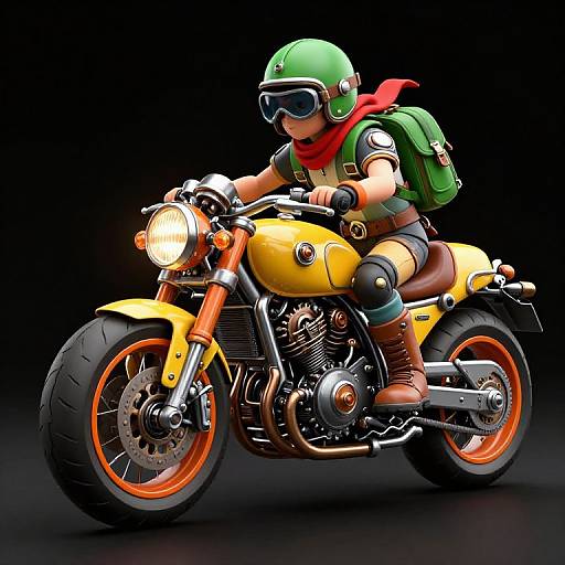 Steampunk Rider on Vibrant Motorcycle