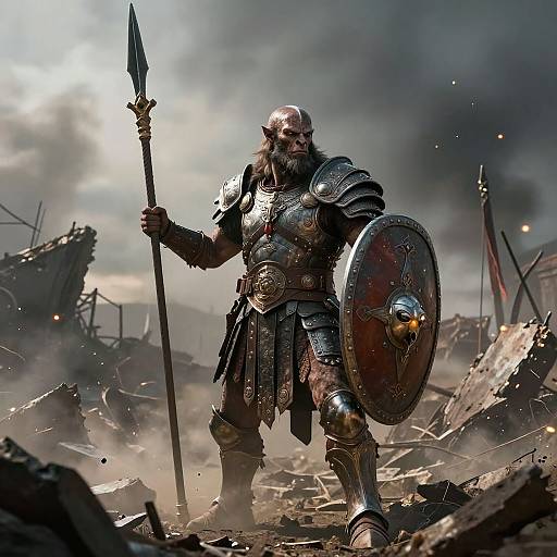 Triumphant Minotaur Gladiator on Battlefield