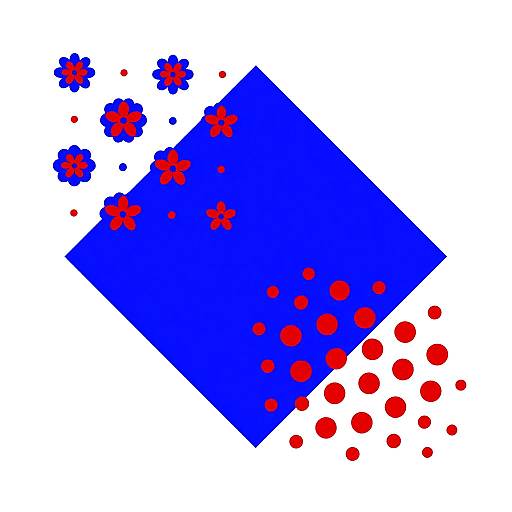 Abstract Blue Arrowhead with Psychedelic Flowers