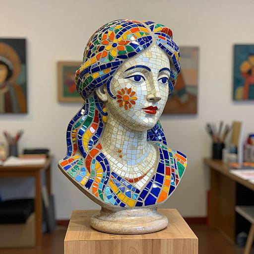 Vibrant Floral Mosaic Bust
